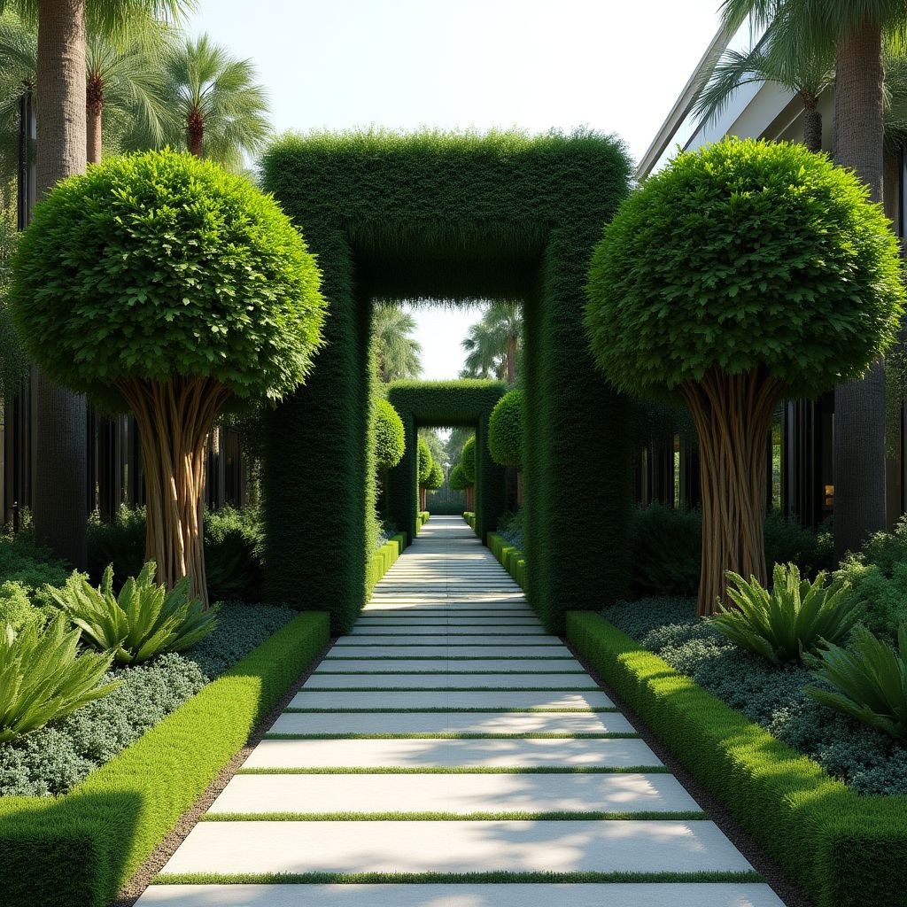 Entrée impressionnante avec grandes plantes statement