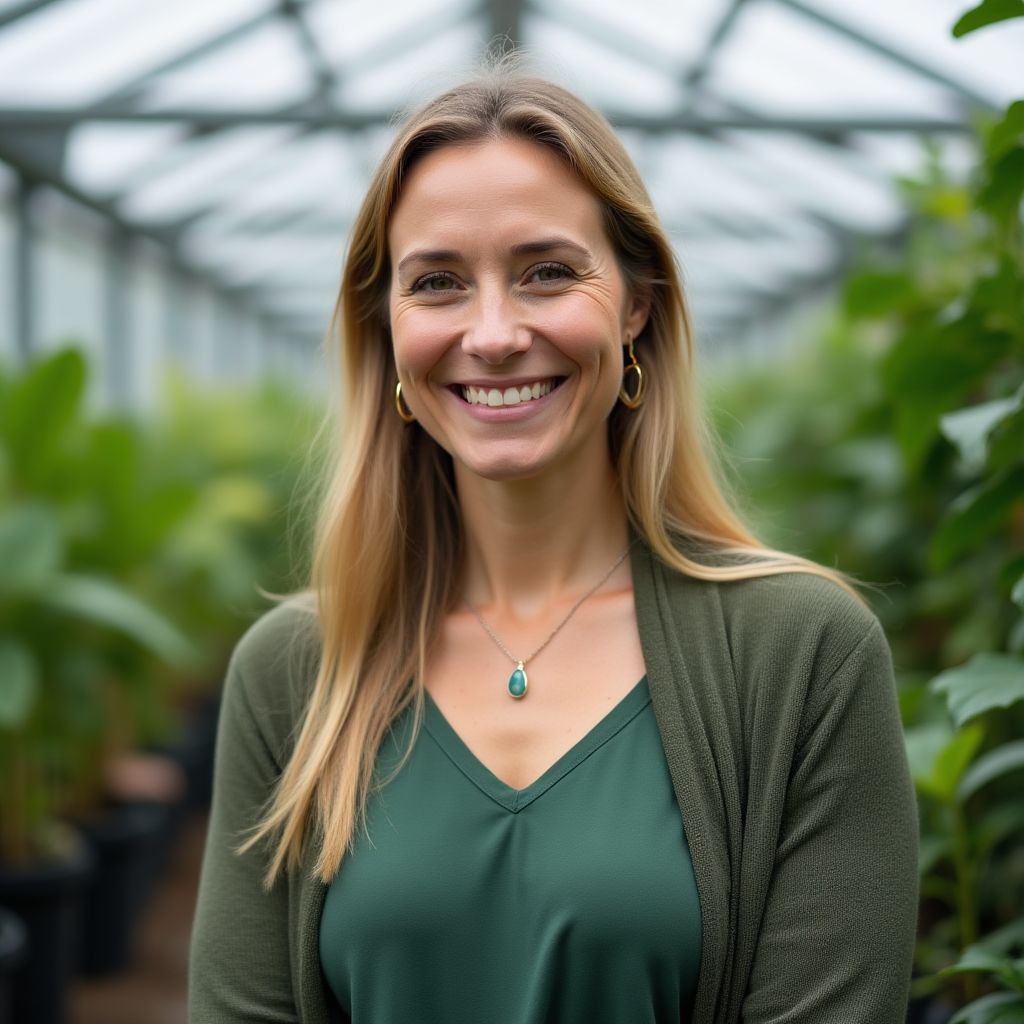 Amélie Rousseau fondatrice Verdura souriante avec plantes tropicales